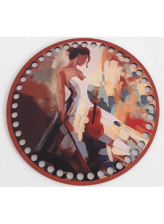 Çanta Aksesuar Ahşap 19 Cm Çapında Resimli Plaka