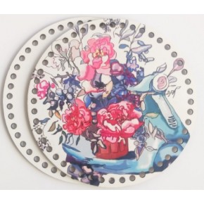 Çanta Aksesuar Ahşap 20 Cm Çapında Resimli Plaka Arkalıklı B Serisi No4