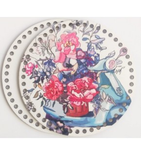 Çanta Aksesuar Ahşap 20 Cm Çapında Resimli Plaka Arkalıklı B Serisi No4