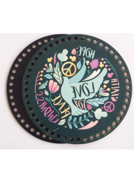 Çanta Aksesuar Ahşap 20 Cm Çapında Resimli Plaka Arkalıklı F Serisi No:4