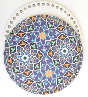 Çanta Aksesuar Ahşap 20 Cm Çapında Resimli Plaka Arkalıklı K Serisi No18