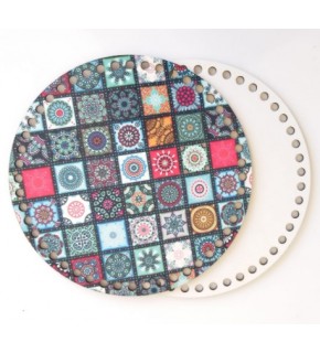 Çanta Aksesuar Ahşap 20 Cm Çapında Resimli Plaka Arkalıklı K Serisi No24