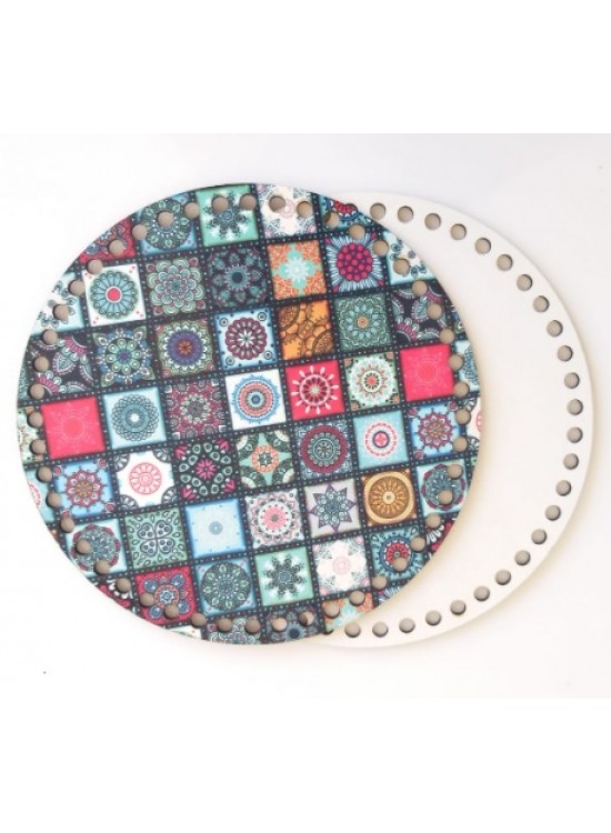 Çanta Aksesuar Ahşap 20 Cm Çapında Resimli Plaka Arkalıklı K Serisi No24