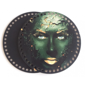 Çanta Aksesuar Ahşap 20 Cm Çapında Resimli Plaka Arkalıklı S Serisi No4