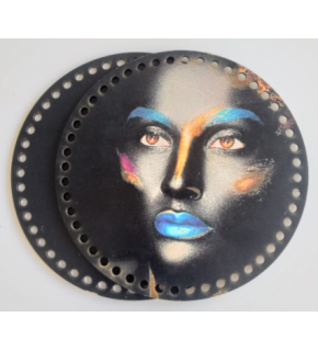 Çanta Aksesuar Ahşap 20 Cm Çapında Resimli Plaka Arkalıklı S Serisi No5