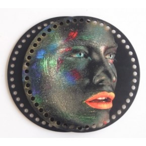 Çanta Aksesuar Ahşap 20 Cm Çapında Resimli Plaka Arkalıklı S Serisi No6