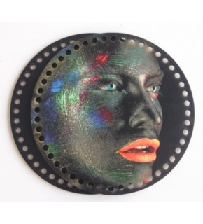 Çanta Aksesuar Ahşap 20 Cm Çapında Resimli Plaka Arkalıklı S Serisi No6