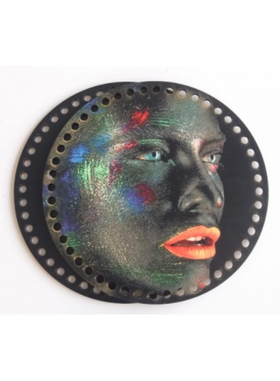 Çanta Aksesuar Ahşap 20 Cm Çapında Resimli Plaka Arkalıklı S Serisi No6