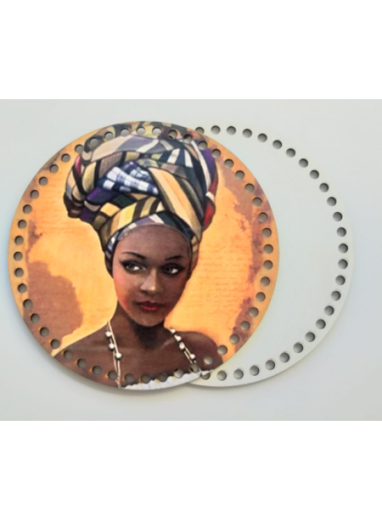 Çanta Aksesuar Ahşap 20 Cm Çapında Resimli Plaka Arkalıklı X Serisi No1