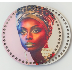 Çanta Aksesuar Ahşap 20 Cm Çapında Resimli Plaka Arkalıklı X Serisi No14