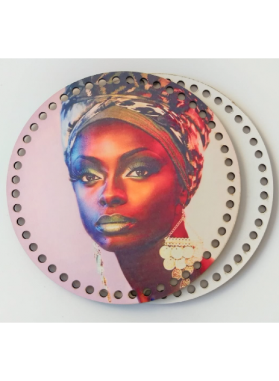 Çanta Aksesuar Ahşap 20 Cm Çapında Resimli Plaka Arkalıklı X Serisi No14