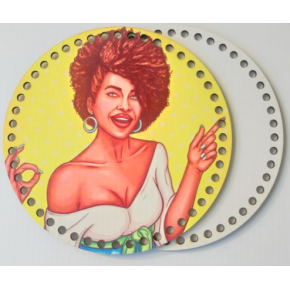 Çanta Aksesuar Ahşap 20 Cm Çapında Resimli Plaka Arkalıklı X Serisi No6