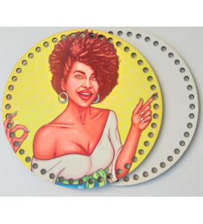 Çanta Aksesuar Ahşap 20 Cm Çapında Resimli Plaka Arkalıklı X Serisi No6