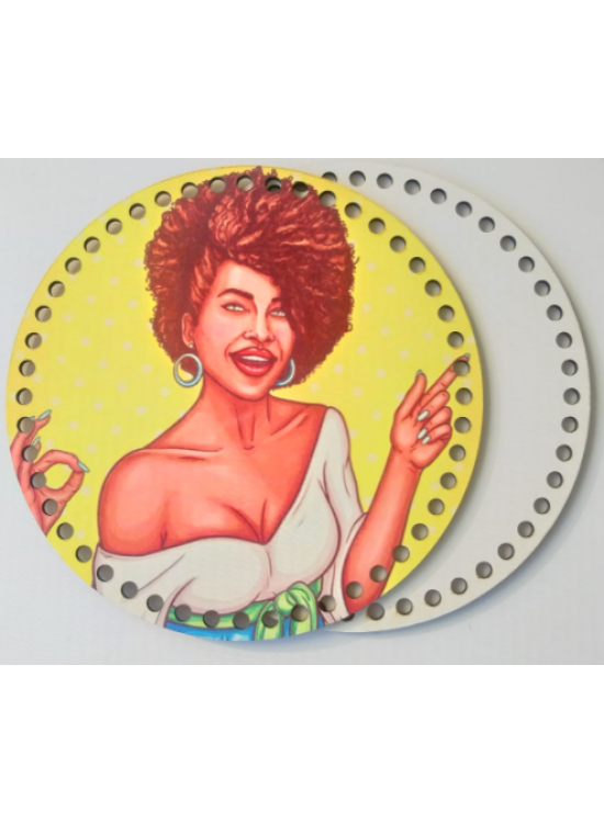 Çanta Aksesuar Ahşap 20 Cm Çapında Resimli Plaka Arkalıklı X Serisi No6