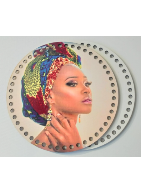 Çanta Aksesuar Ahşap 20 Cm Çapında Resimli Plaka Arkalıklı X Serisi No8