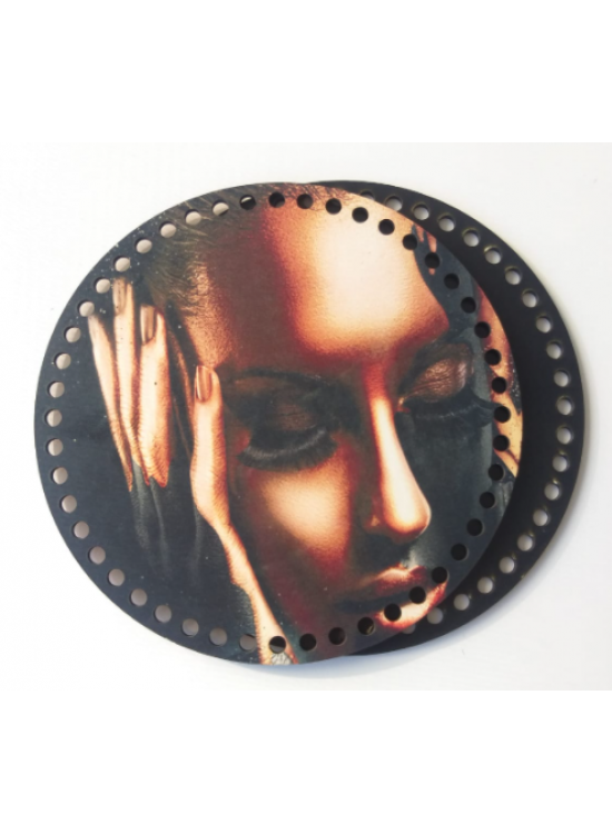 Çanta Aksesuar Ahşap 20 Cm Çapında Resimli Plaka Arkalıklı X Serisi No9