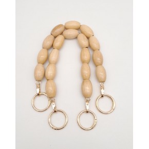 Çanta Aksesuar Ahşap 38 cm Oval Boncuklu Çift Sap