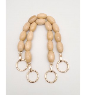 Çanta Aksesuar Ahşap 38 cm Oval Boncuklu Çift Sap