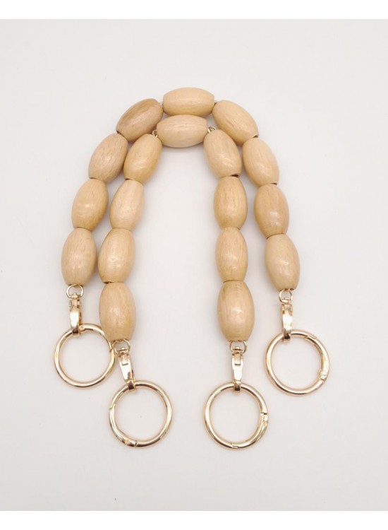 Çanta Aksesuar Ahşap 38 cm Oval Boncuklu Çift Sap Çanta Aksesuar Ahşap 38 cm Oval Boncuklu Çift Sap