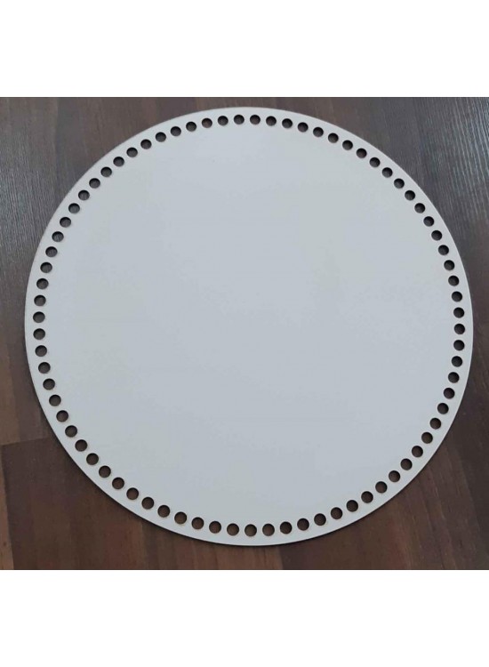 Çanta Aksesuar Ahşap, Beyaz 35 Cm Çapında Plaka