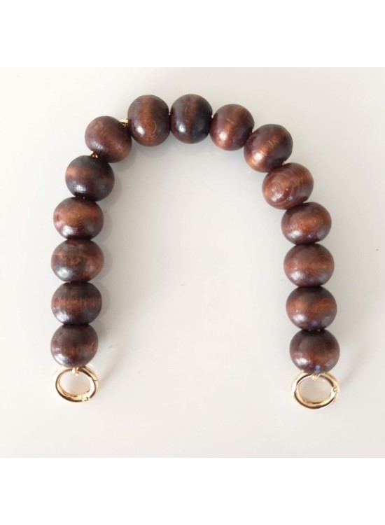 Çanta Aksesuar Ahşap Boncuklu Tek Sap Koyu Renk