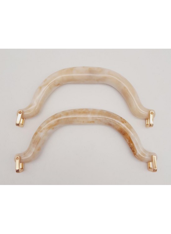 Çanta Aksesuar Akrilik Bej Renk Mermer Desen Light Gold Halkalı Çanta Tutma Sapı