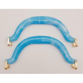 Çanta Aksesuar Akrilik Buz Mavi Renk Mermer Desen Light Gold Halkalı Çanta Tutma Sapı