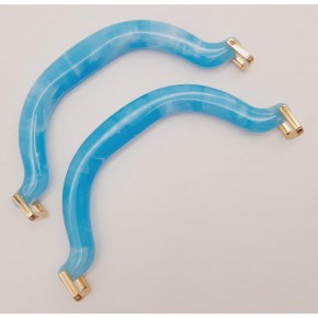 Çanta Aksesuar Akrilik Buz Mavi Renk Mermer Desen Light Gold Halkalı Çanta Tutma Sapı