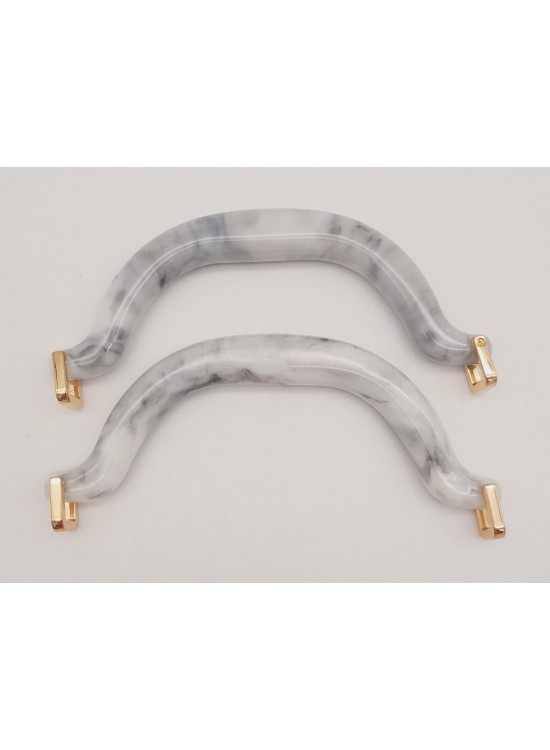 Çanta Aksesuar Akrilik Gri Renk Mermer Desen Light Gold Halkalı Çanta Tutma Sapı