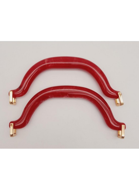 Çanta Aksesuar Akrilik Kırmızı Renk Mermer Desen Light Gold Halkalı Çanta Tutma Sapı