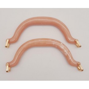 Çanta Aksesuar Akrilik Pudra Renk Mermer Desen Light Gold Halkalı Çanta Tutma Sapı