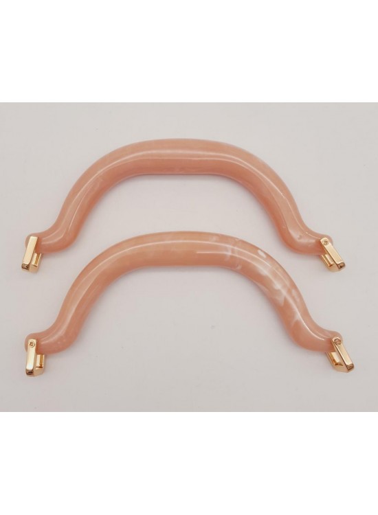 Çanta Aksesuar Akrilik Pudra Renk Mermer Desen Light Gold Halkalı Çanta Tutma Sapı