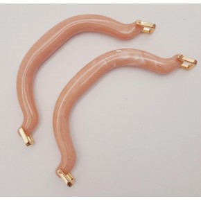 Çanta Aksesuar Akrilik Pudra Renk Mermer Desen Light Gold Halkalı Çanta Tutma Sapı