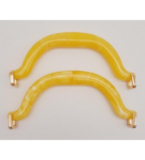 Çanta Aksesuar Akrilik Sarı Renk Mermer Desen Light Gold Halkalı Çanta Tutma Sapı