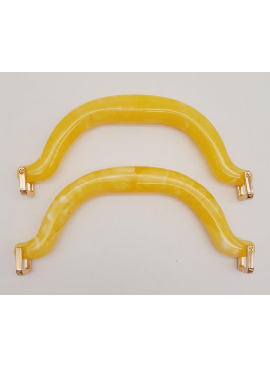 Çanta Aksesuar Akrilik Sarı Renk Mermer Desen Light Gold Halkalı Çanta Tutma Sapı