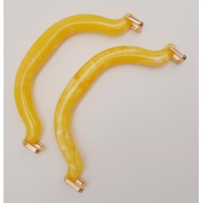 Çanta Aksesuar Akrilik Sarı Renk Mermer Desen Light Gold Halkalı Çanta Tutma Sapı