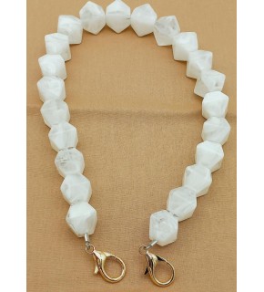 Çanta Aksesuar Akrilik Sekizgen Boncuklu Beyaz Renk 50 Cm Çanta Sapı