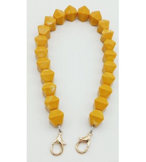 Çanta Aksesuar Akrilik Sekizgen Boncuklu Hardal Renk 50 Cm Çanta Sapı