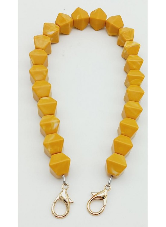 Çanta Aksesuar Akrilik Sekizgen Boncuklu Hardal Renk 50 Cm Çanta Sapı Çanta Aksesuar Akrilik Sekizgen Boncuklu Hardal Renk 50 Cm Çanta Sapı