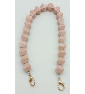 Çanta Aksesuar Akrilik Sekizgen Boncuklu Pudra Renk 50 Cm Çanta Sapı