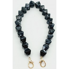 Çanta Aksesuar Akrilik Sekizgen Boncuklu Siyah Renk 50 Cm Çanta Sapı