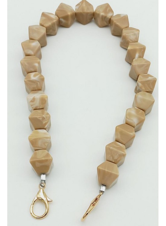 Çanta Aksesuar Akrilik Sekizgen Boncuklu Vizon Renk 50 Cm Çanta Sapı