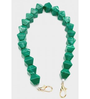 Çanta Aksesuar Akrilik Sekizgen Boncuklu Yeşil Renk 50 Cm Çanta Sapı