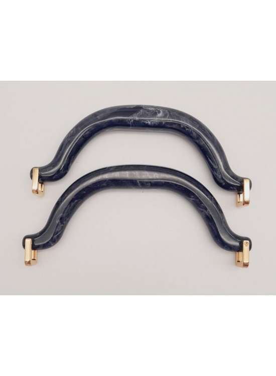 Çanta Aksesuar Akrilik Siyah Renk Mermer Desen Light Gold Halkalı Çanta Tutma Sapı