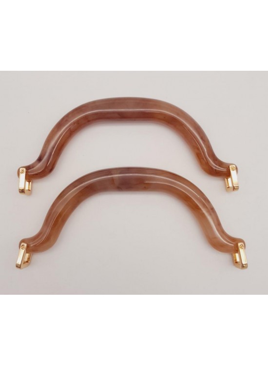 Çanta Aksesuar Akrilik Sütlü Kahve Renk Mermer Desen Light Gold Halkalı Çanta Tutma Sapı