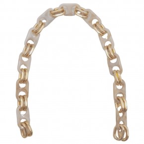 Çanta Aksesuar Akrilik Zincir 42 cm Bej Renk Light Gold Metalli