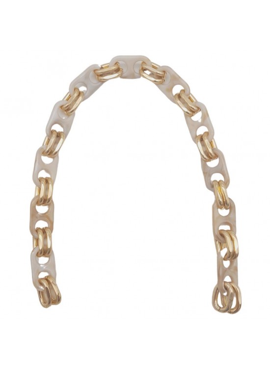 Çanta Aksesuar Akrilik Zincir 42 cm Bej Renk Light Gold Metalli
