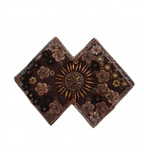 Çanta Aksesuar Çanta Aksesuar Boncuk İşlemeli Derili Çift Kare Model Otantik Süs 1 Adet