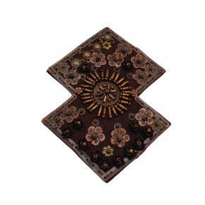 Çanta Aksesuar Çanta Aksesuar Boncuk İşlemeli Derili Çift Kare Model Otantik Süs 1 Adet