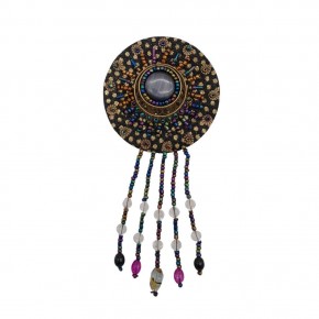 Çanta Aksesuar Çanta Aksesuar Boncuk İşlemeli Derili Yuvarlak Model Otantik Süs 1 Adet